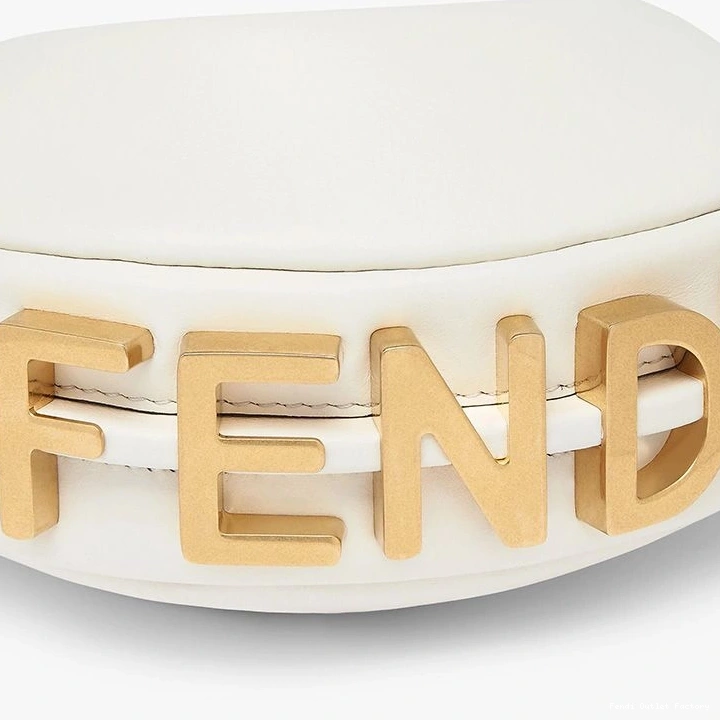 Affordable HOT Bag In Fendi Leather Calf Nano Fendigraphy White Hobo 0821